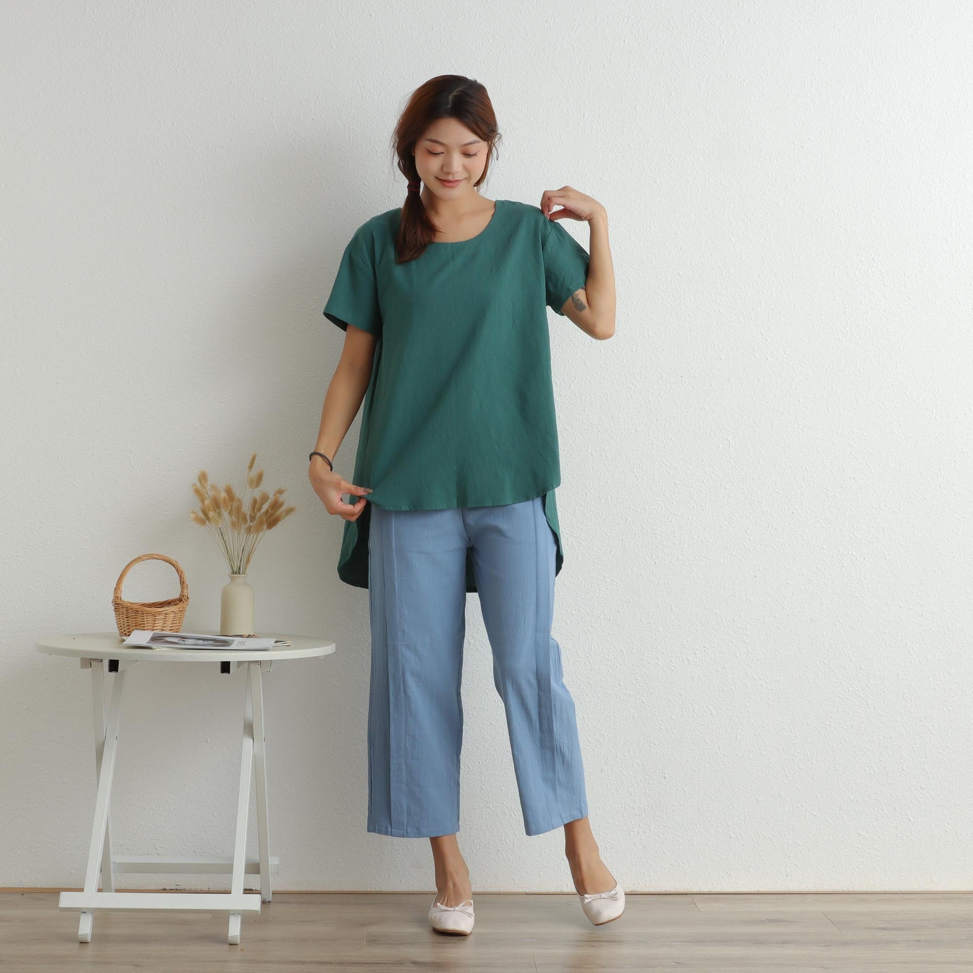 Summer Cotton Tops Short Sleeves Blouse Casual Loose Kimono Customized Shirt Irregular Pullover Top Hand Made Plus Size Clothes Linen Blouse