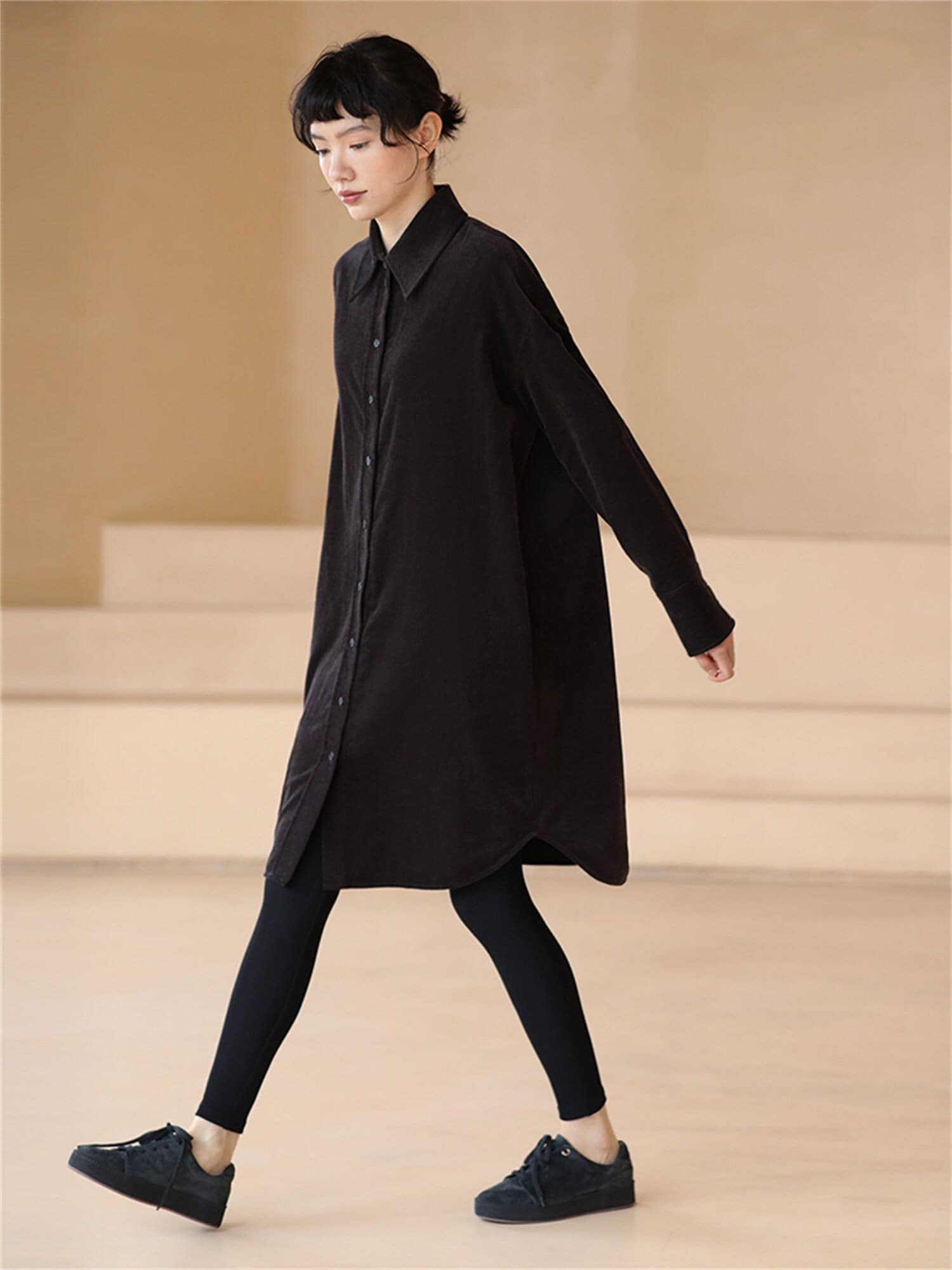 Winter/Fall Cotton Corduroy Coat Long Sleeves Buttons Cardigan Dress Loose Kimono Customized Shirt Coat Hand Made Plus Size Corduroy Jacket